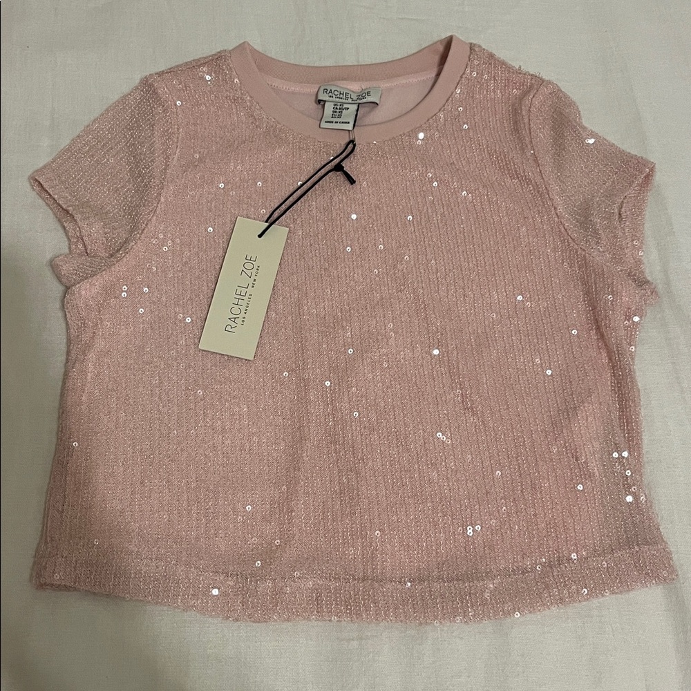 Rachel Zoe Sequin Top NWT Size XS Lemonade Pink